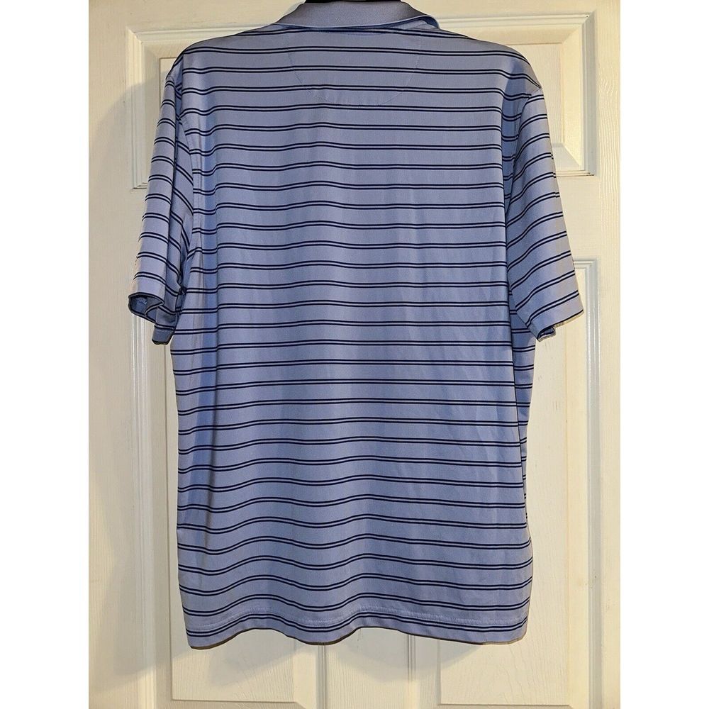 UNTUCKit Mens Polo Shirt Blue Size L Cronos Double Stripe Short Sleeve - Picture 2 of 8
